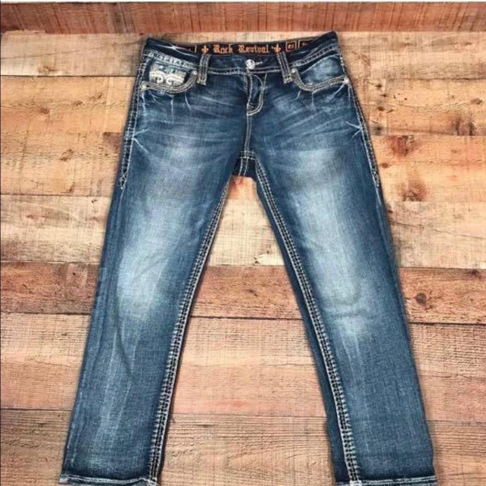 Rock revival vien light wash easy crop 28 capris - Picture 3 of 6